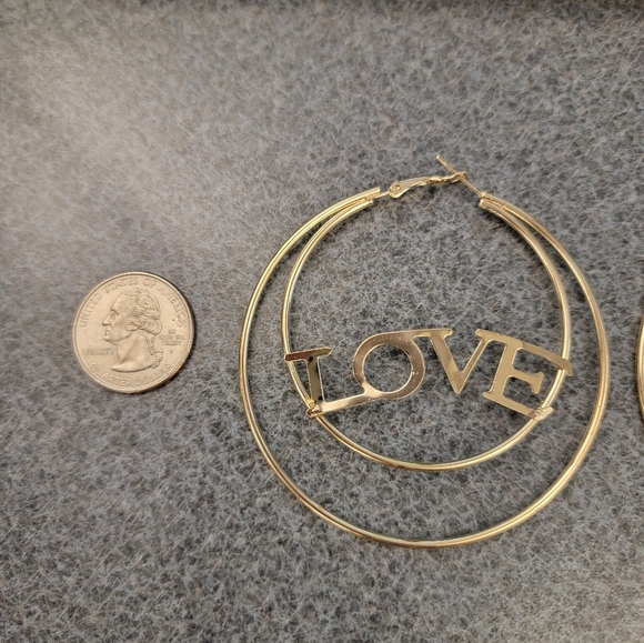 COPY - Large Hoop Love Earrings - Picture 2 of 2